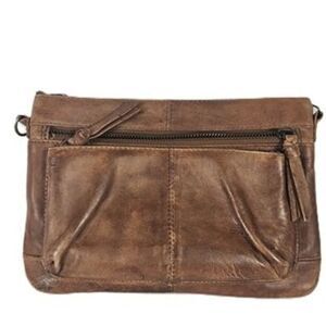 G.H. Bass & Co Brown Leather Multi Zip Crossbody Purse Est 1876